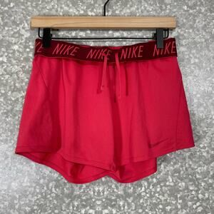 Nike Women's Dark Pink Dri-Fit Fold Over Waist Shorts - Size XS - Activewear